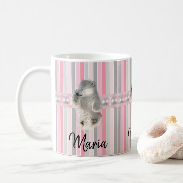 Polar Bear Pastel Stripe Mug (With Donut)