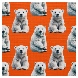 Polar Bear Pattern Design On Orange Fabric