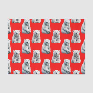 Polar Bear Pattern Design On Red Tissue Paper