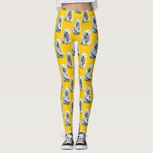Polar Bear Pattern Design On Yellow  Leggings