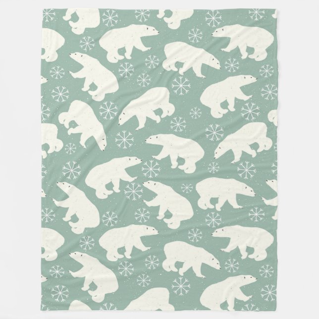 Polar Bear pattern Fleece Blanket (Front)