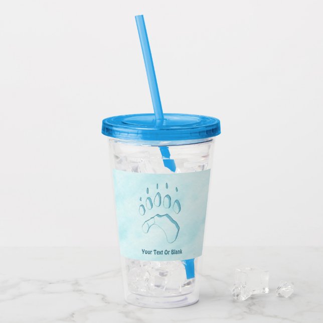 Polar Bear Paw Print Acrylic Tumbler (Front Ice)