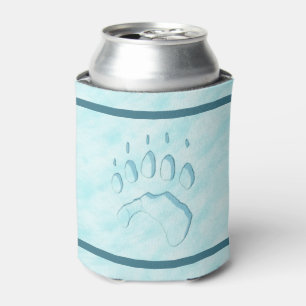 Polar Bear Paw Print Can Cooler
