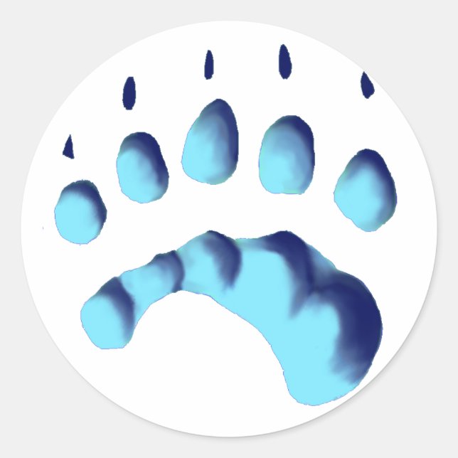Polar Bear Paw Print Classic Round Sticker (Front)
