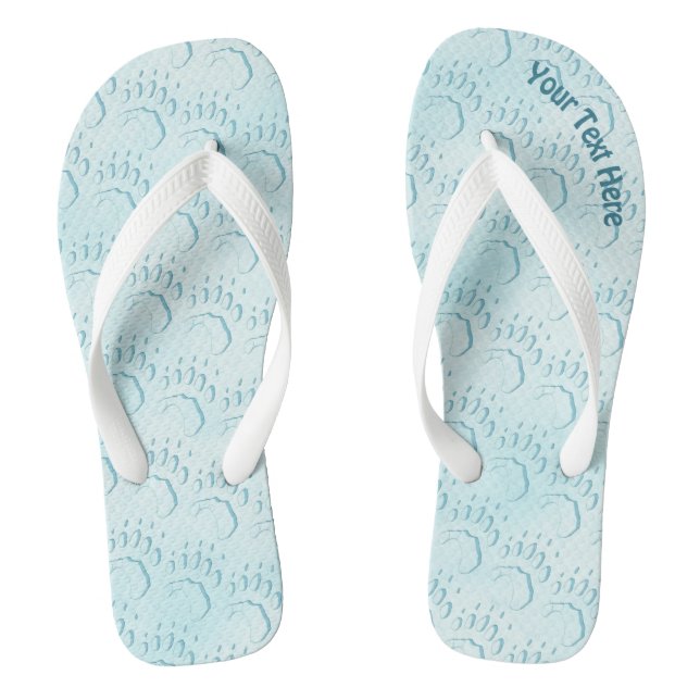 Polar Bear Paw Print Flip Flops (Footbed)