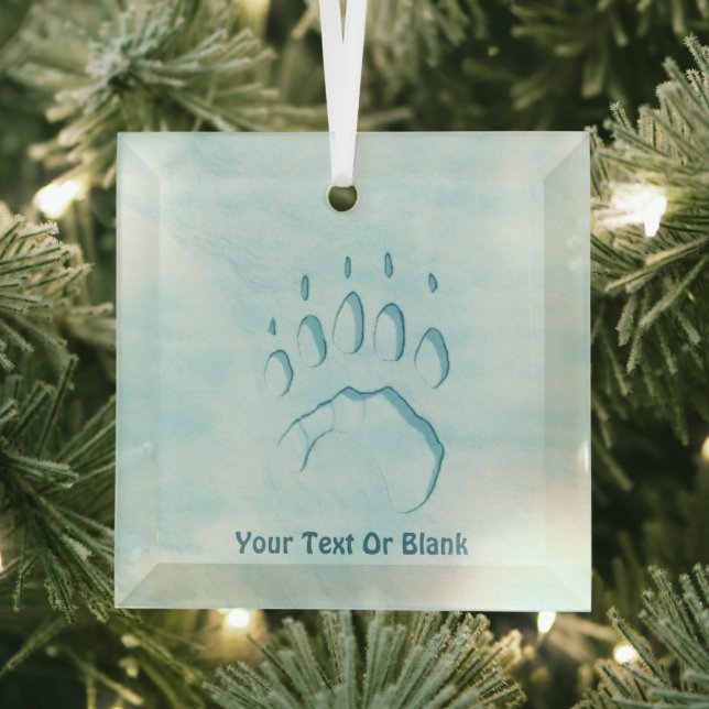 Polar Bear Paw Print Glass Tree Decoration (Insitu)
