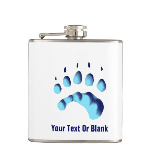 Polar Bear Paw Print Hip Flask