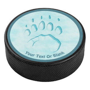 Polar Bear Paw Print Hockey Puck