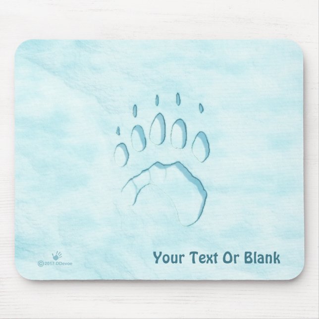 Polar Bear Paw Print Mouse Mat (Front)