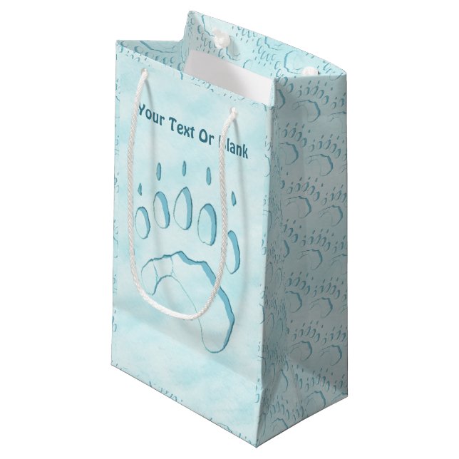 Polar Bear Paw Print Small Gift Bag (Front Angled)