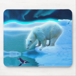 Polar Bear & Penguin Arctic Wildlife Art Mousepad