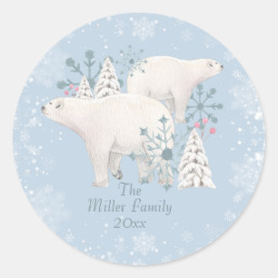 Polar Bear Personalised Classic Round Sticker
