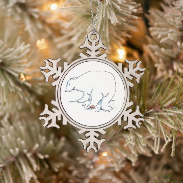 Polar Bear pewter snowflake ornament (Tree)