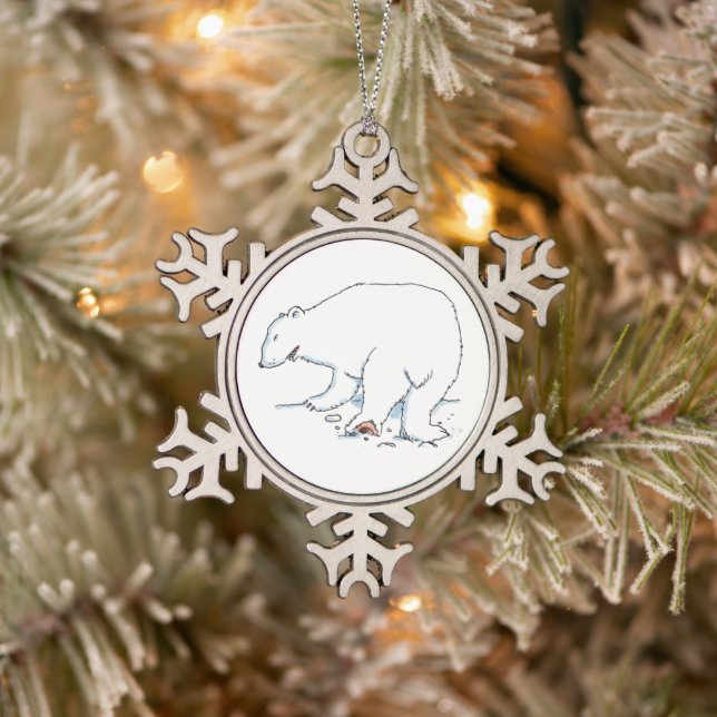 Polar Bear pewter snowflake ornament (Tree)
