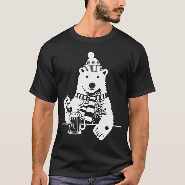 Polar Bear Polar Bear Ice Cold Drinking Beer Alask T-Shirt (Front)