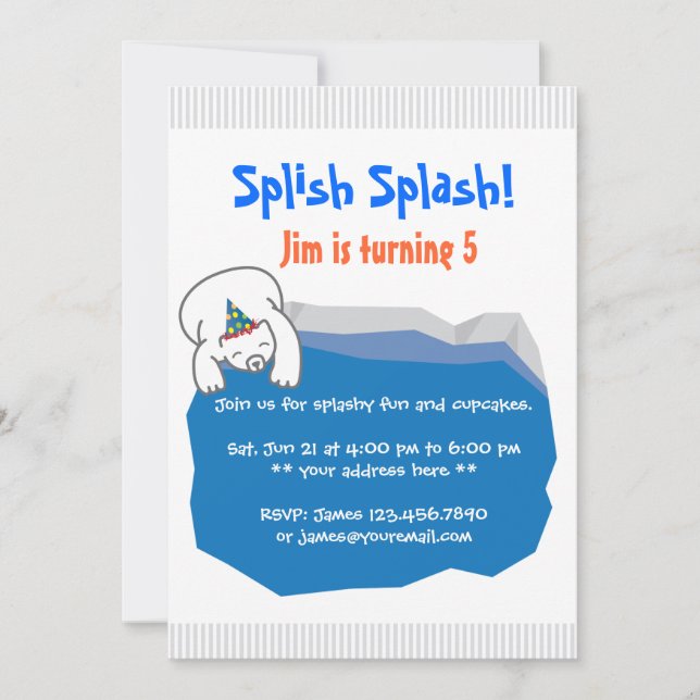 Polar Bear Pool Birthday Party Invitation (Front)