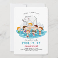 Polar Bear Pool Party Invitation