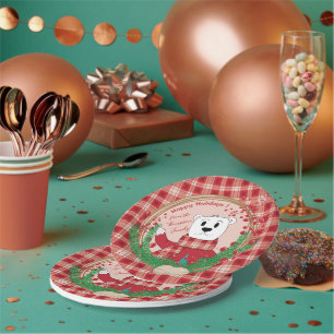 Polar Bear Pop Holidays Red Paper Plates