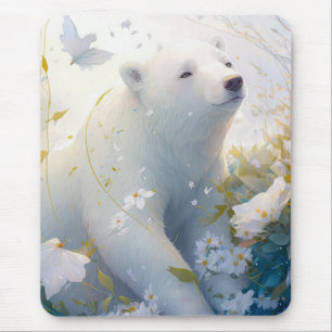 Polar Bear Portrait Animal Painting Wildlife Free Mouse Mat