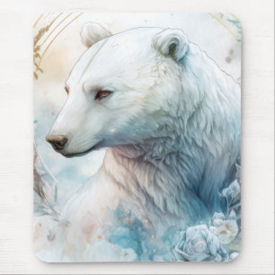 Polar Bear Portrait Animal Painting Wildlife Snow Mouse Mat