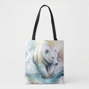 Polar Bear Portrait Animal Painting Wildlife Snow Tote Bag