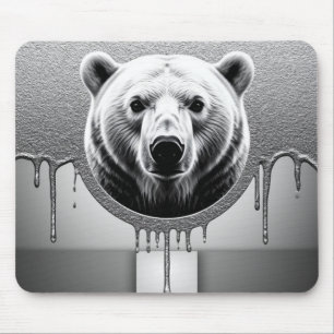 Polar Bear Portrait With Metallic Drip Effect 🐻❄ Mouse Mat