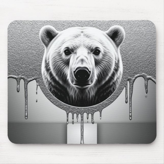 Polar Bear Portrait With Metallic Drip Effect 🐻‍❄ Mouse Mat (Front)
