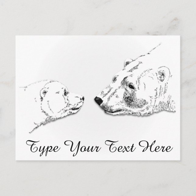 Polar Bear Postcard Mother & Cub Bear Postcards (Front)