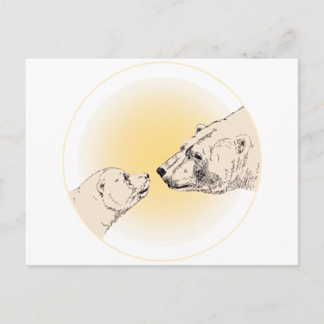 Polar Bear Postcard Mother & Cub Bear Postcards (Front)