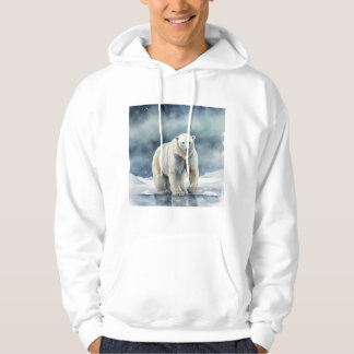 Polar Bear Print Men's Cosy Hooded Sweatshirt