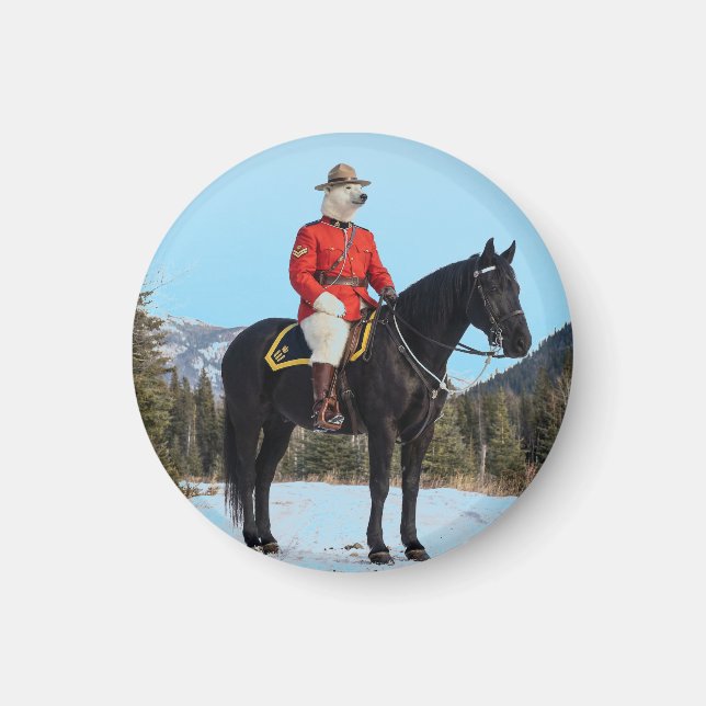 Polar Bear RCMP Corporal On Horseback Magnet (Front)