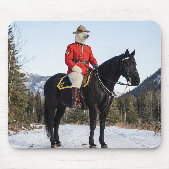 Polar Bear RCMP Corporal On Horseback Mouse Mat (Front)