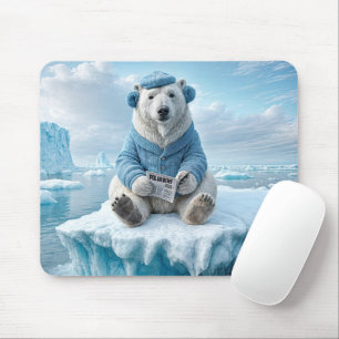 Polar Bear Reading a Newspaper Mouse Mat