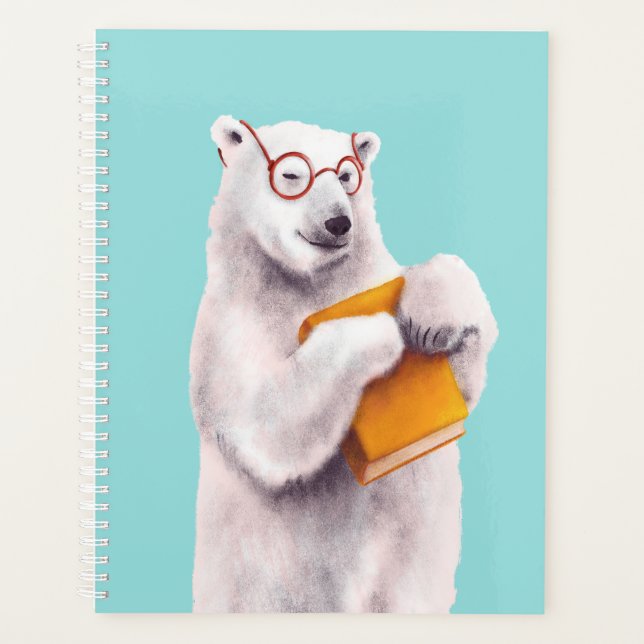 Polar Bear Reading Art – Book Lover Planner (Front)