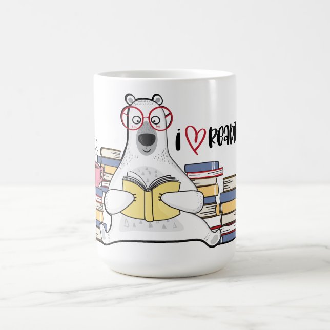Polar Bear Reading Book Coffee Mug (Center)
