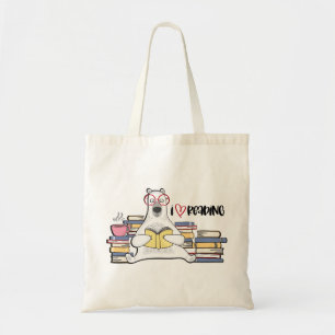 Polar Bear Reading Book Tote Bag