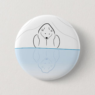 Polar bear Reflection on global warming 6 Cm Round Badge