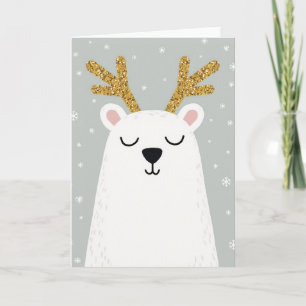 Polar Bear Reindeer Christmas Card