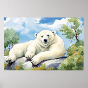 Polar Bear Relaxing Relaxing Animal Fun Happy Cool Poster