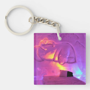 Polar Bear Room at Hotel de Glace, Quebec, Canada Key Ring