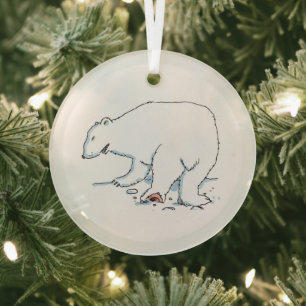 Polar Bear round glass ornament