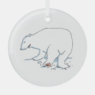 Polar Bear round glass ornament