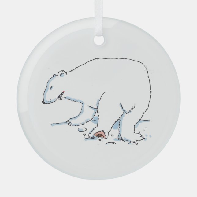 Polar Bear round glass ornament (Front)