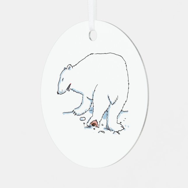 Polar Bear round metal ornament (Front Left)