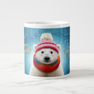 Polar Bear Santa hat and Scarf Large Coffee Mug