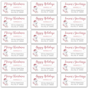 Polar Bear   Santa Hat Christmas Address Labels