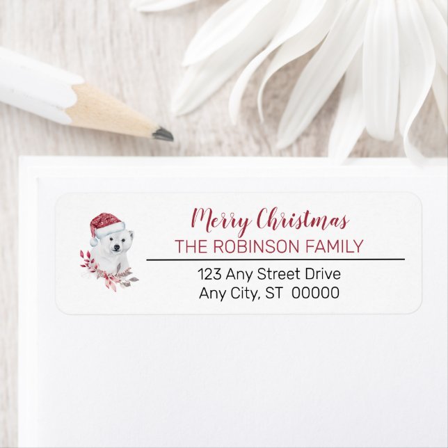 Polar Bear | Santa Hat Merry Christmas Family (Insitu)