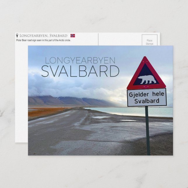 Polar Bear Sign in Longyearbyen, Svalbard Postcard (Front/Back)