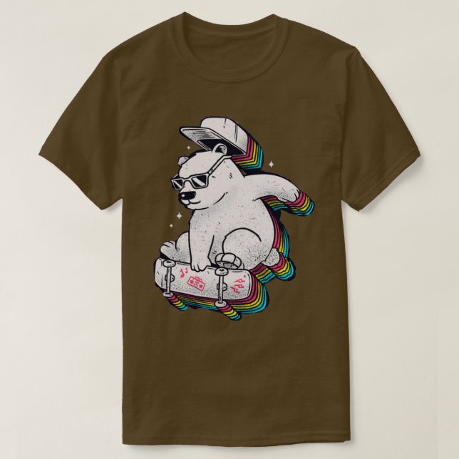 polar bear skating rainbow T-Shirt (Design Front)