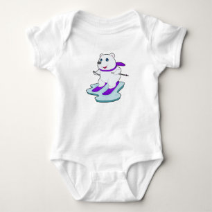 Polar bear Skier Ski Baby Bodysuit